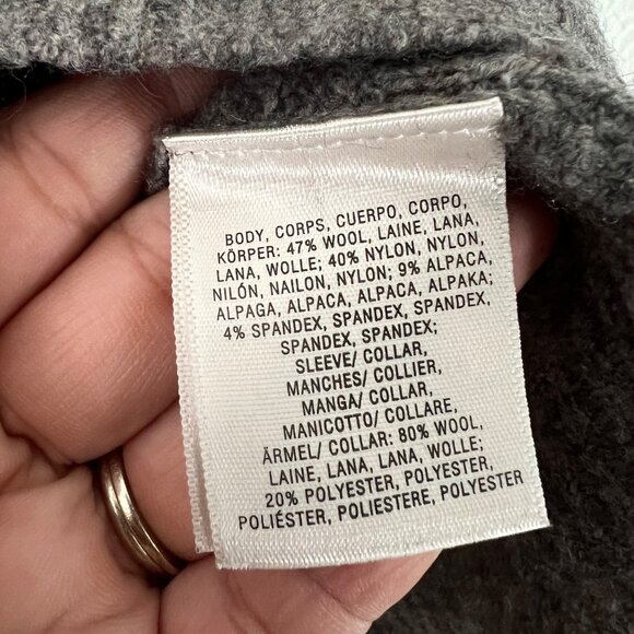 Anthropologie Moth Oatmeal Gray Colorblock Wool Alpaca Vneck Sweater Size Small - Picture 4 of 5